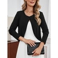 thumbnail image 2 of DEMOTIME Women's Cardigan Long Sleeve Open Front V Neck Cropped Bolero Shrug for Dresses Black L, 2 of 7