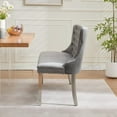 thumbnail image 6 of Gray Dining Bench with Back ,Upholstered Velvet Tufted 2-Seat,Handmade Buttons, Nailhead Trim & Silver Stainless Steel Legs, 6 of 11