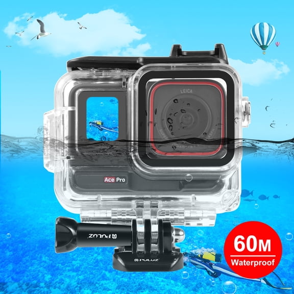 For Insta360 Ace Pro / Pro 2 PULUZ 60m Underwater Waterproof Housing Case with Base Adapter &