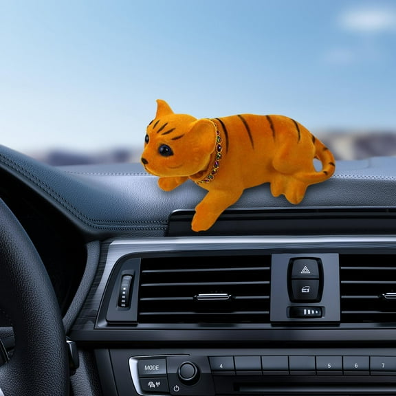 Car Decoration Nodding Cat Ornament Auto Accessory for Home Decor Shelf Desk Yellow