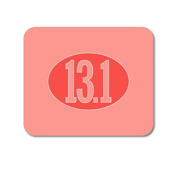DistinctInk Mouse Pad - 1/4" Foam Rubber - Red 13.1 Oval Half Marathon Run