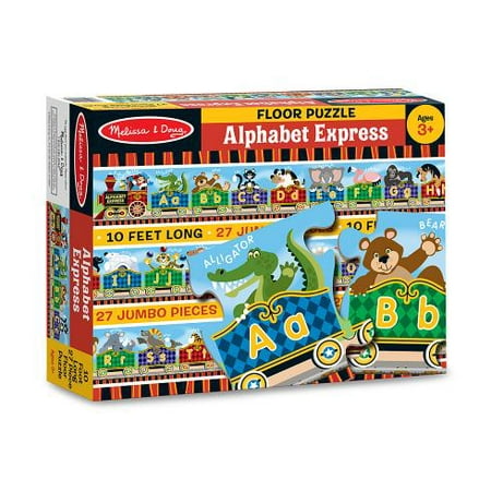 See Inside Alphabet Puzzle - Melissa & Doug Alphabet Express Jumbo Jigsaw Floor Puzzle (27 pcs, 10 feet long)