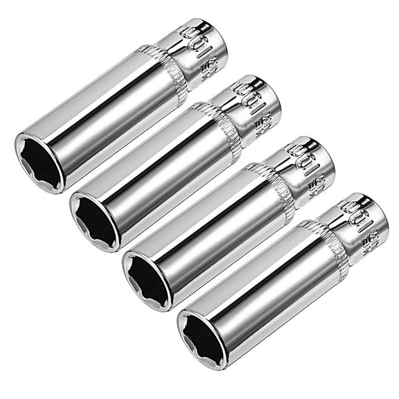 Unique Bargains 4Pcs 1/4 inch Drive 10mm Cr-V 6-Point Deep Socket