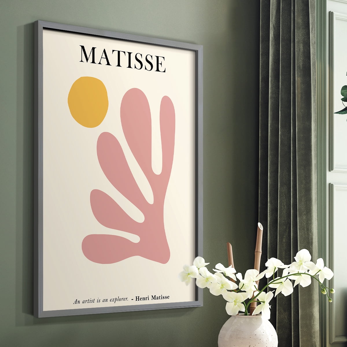 Matisse CDLXXX in Gray Solid Wood Framed Print No Nail Hanging