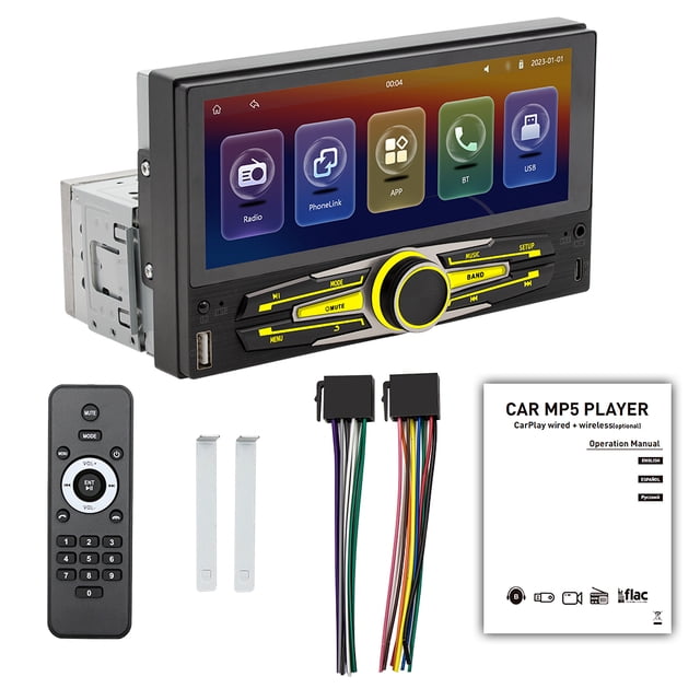 Estéreo para automóvil de 6,86 pulgadas con reproductor MP5 y Bluetooth, compatible con radio RDS