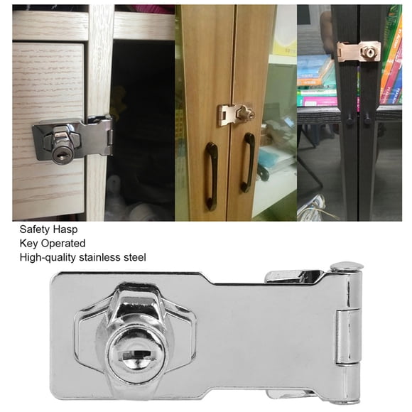 HURRISE Large Keyed Hasp Lock Locking Hasp for Small Doors Drawer Cabinet Household Tool,Hardware Accessories,Stainless Steel Lock