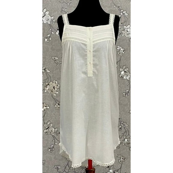 SoieRose 100% Cotton Victorian Sleeveless Nightgown - Ivory - SR-1070