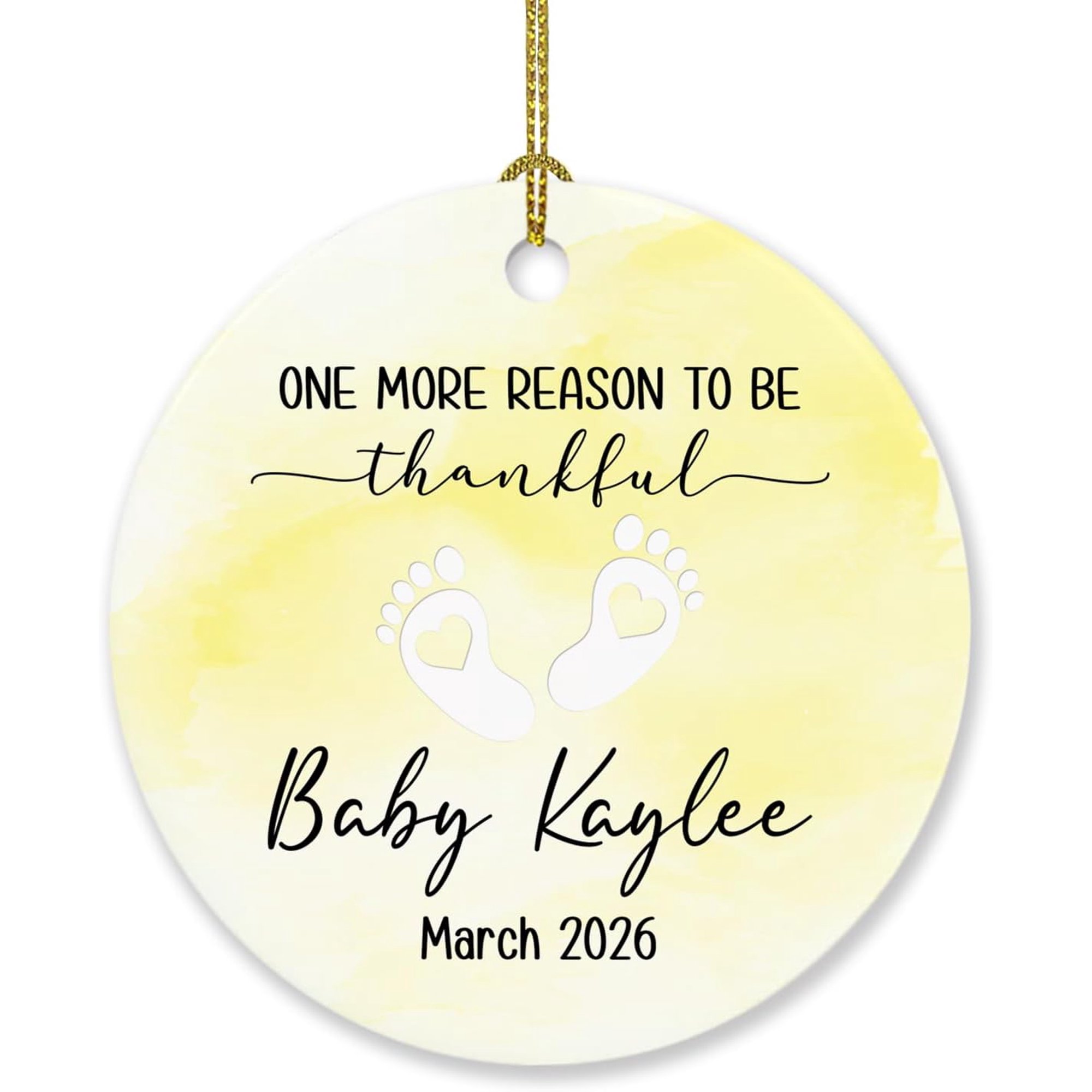 Customized Bump's First Christmas Ornament - Personalized 'One More Reason To Be Merry' With Baby's Name and Year - Pregnancy Announcement New Baby Arriving 2026 Gift for Expecting Mom Dad