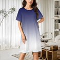 thumbnail image 2 of Aesthetic Ultramarine Blue And White Gradient Women Nightgown Sleepwear Short Sleeves For Vacations Travels Nightgowns Women's Pajamas, 2 of 7