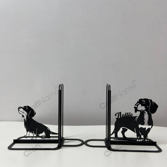 Craftnamesign Custom Dachshund Bookends for Shelves, Dachshund Dog Bookshelf Decor