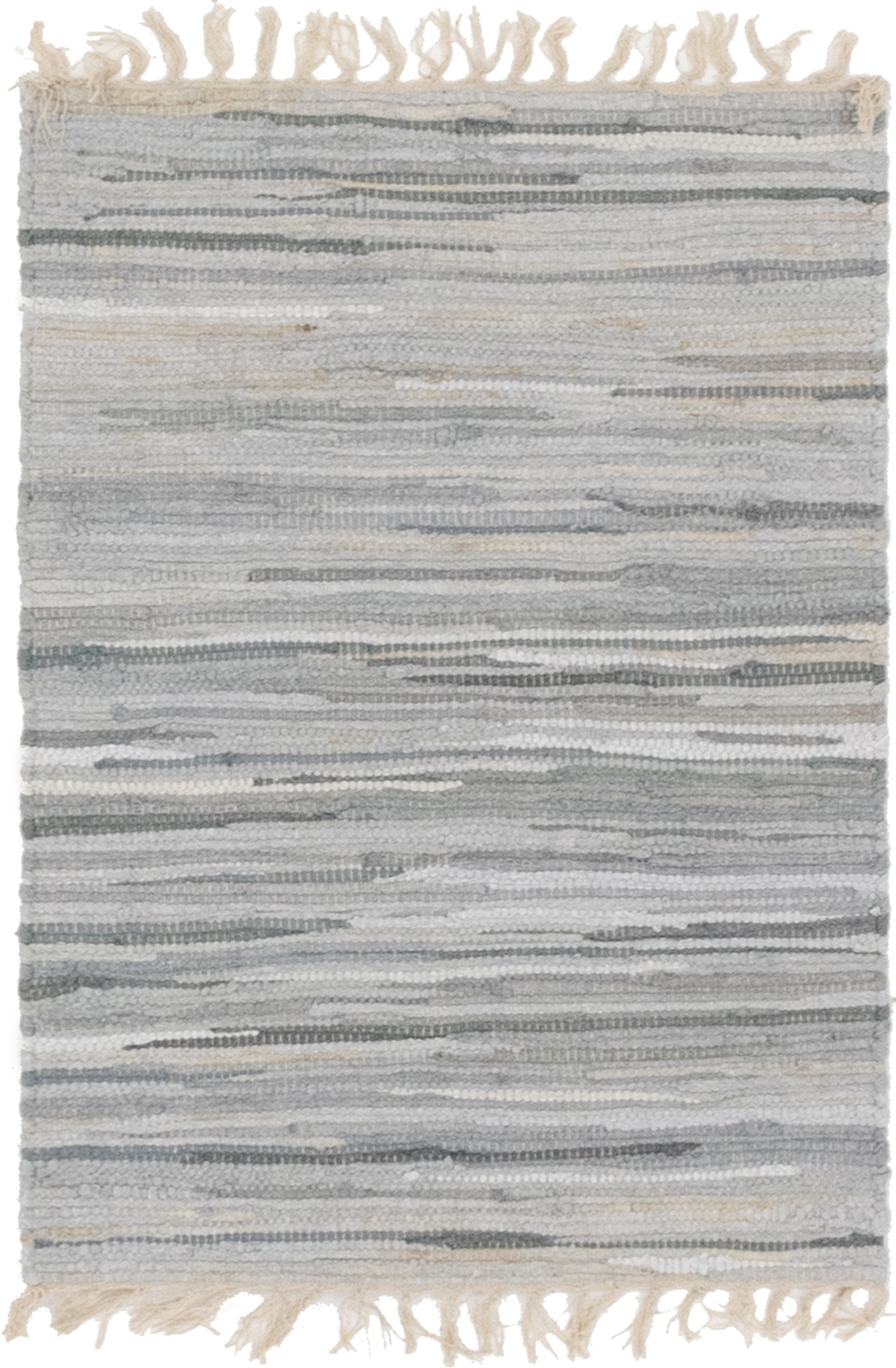 Unique Loom Chindi Cotton Collection Area Rug - Striped (2' 2" x 3' Rectangle Gray/Ivory)