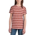 thumbnail image 3 of Wukai Red and Brown Squares Youth Unisex Short Sleeve T-Shirt for Boys, Girls, Teens, and Kids-Small, 3 of 7
