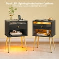 thumbnail image 5 of Pinmoco Set of 2 LED Nightstand with Charging Station, Modern Bedside Table with Drawer and Open Storage for Bedroom, Black, 5 of 9