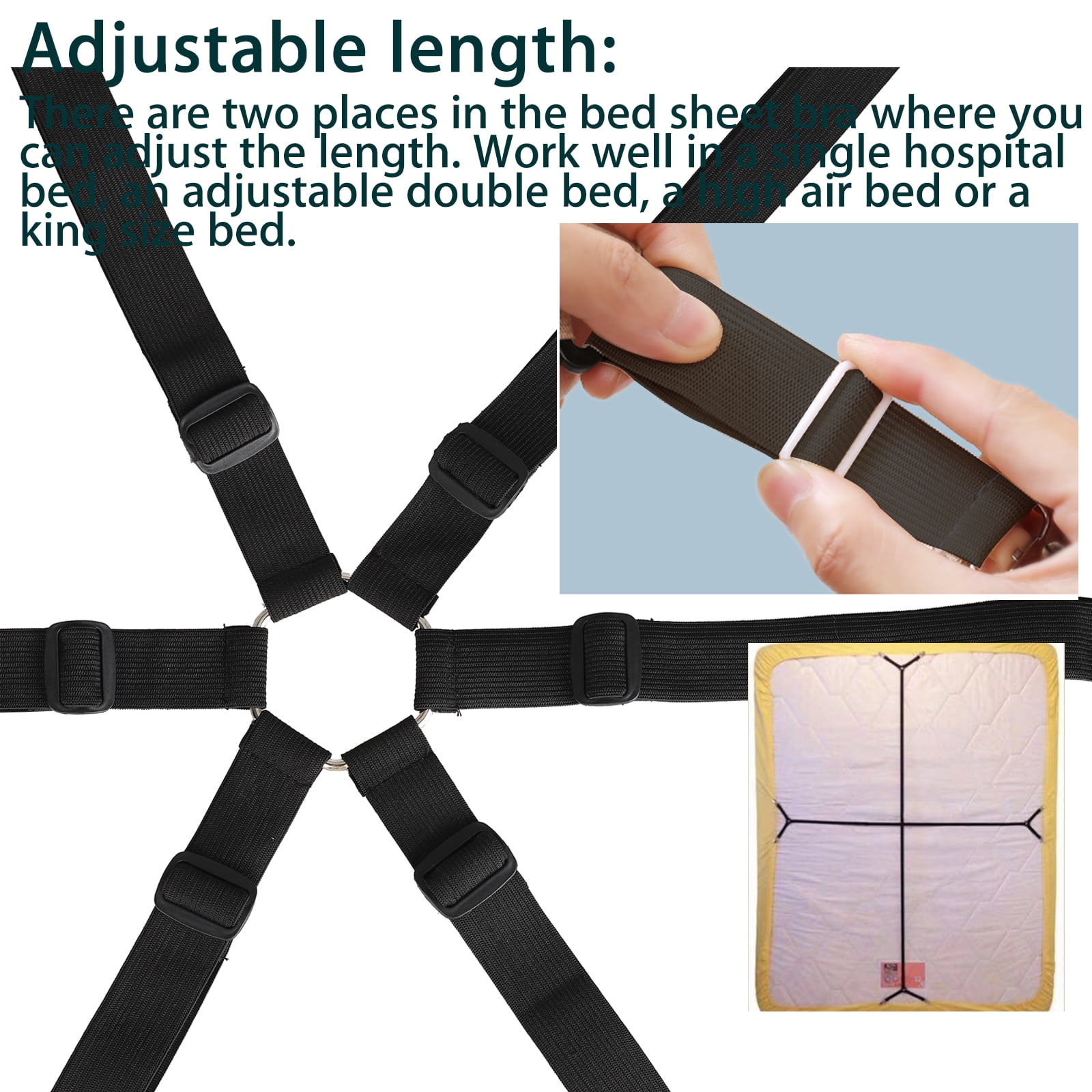 GOODTIMES Update Bed Sheet Clips, Adjustable Sheet Straps Suspenders  Gripper Fastener, 6 Sides Triangle Heavy Duty Fuit for Round and Square  Mattress