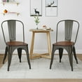 thumbnail image 4 of Costway Set of 4 Style Metal Dining Side Chair Wood Seat Stackable Bistro Cafe Brown, 4 of 10