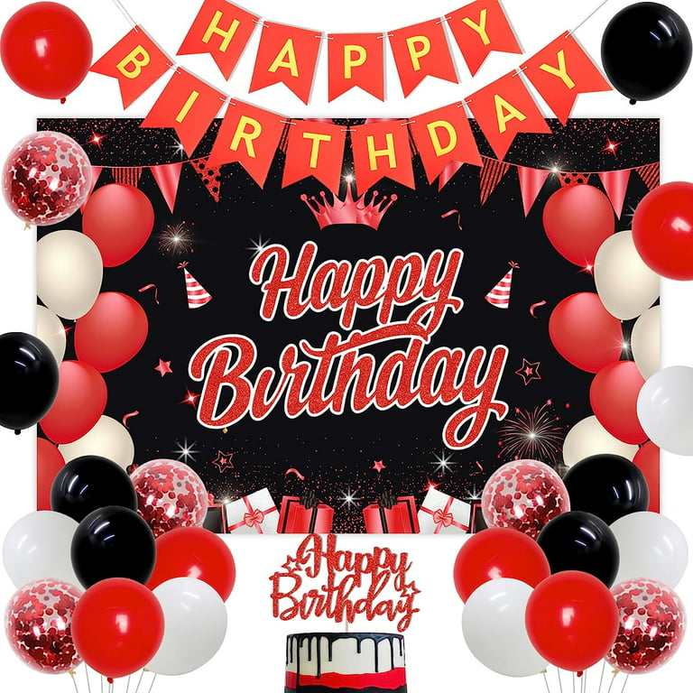 Birthday Decorations Red and Black for Boys Men Happy Birthday Party  Decorati