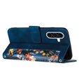 thumbnail image 3 of Leather For Samsung Galaxy A37 5G 6.7-inch Floral  Printed Wallet Case, With Card Holder,Wristband,Magnetic Clasp Kickstand Folio Cover,Dark Blue,For Galaxy A37 5G, 3 of 7