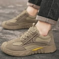 thumbnail image 2 of Mens Lightweight Non Slip Work Shoes Breathable Suede Lace Up Running Shoes Thick Sole Comfortable Walking Sneakers Brown 9.5, 2 of 8