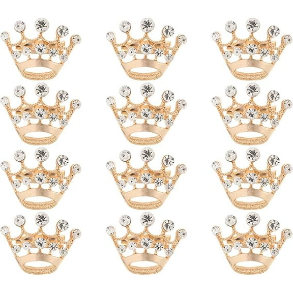 12pcs Elegant Crown Brooch Pin Rhinestone Crystal Corsage Brooch Pin Crown Brooch for Women Wedding Supplies