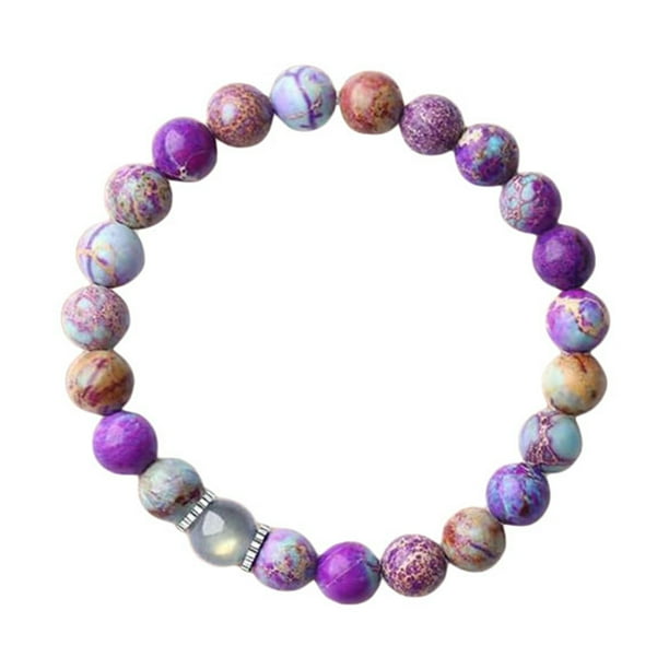Pulsera de piedra natural hecha a mano, negra y con cordón elástico con cuentas y diseño trenzado intrincado para mujer y hombre