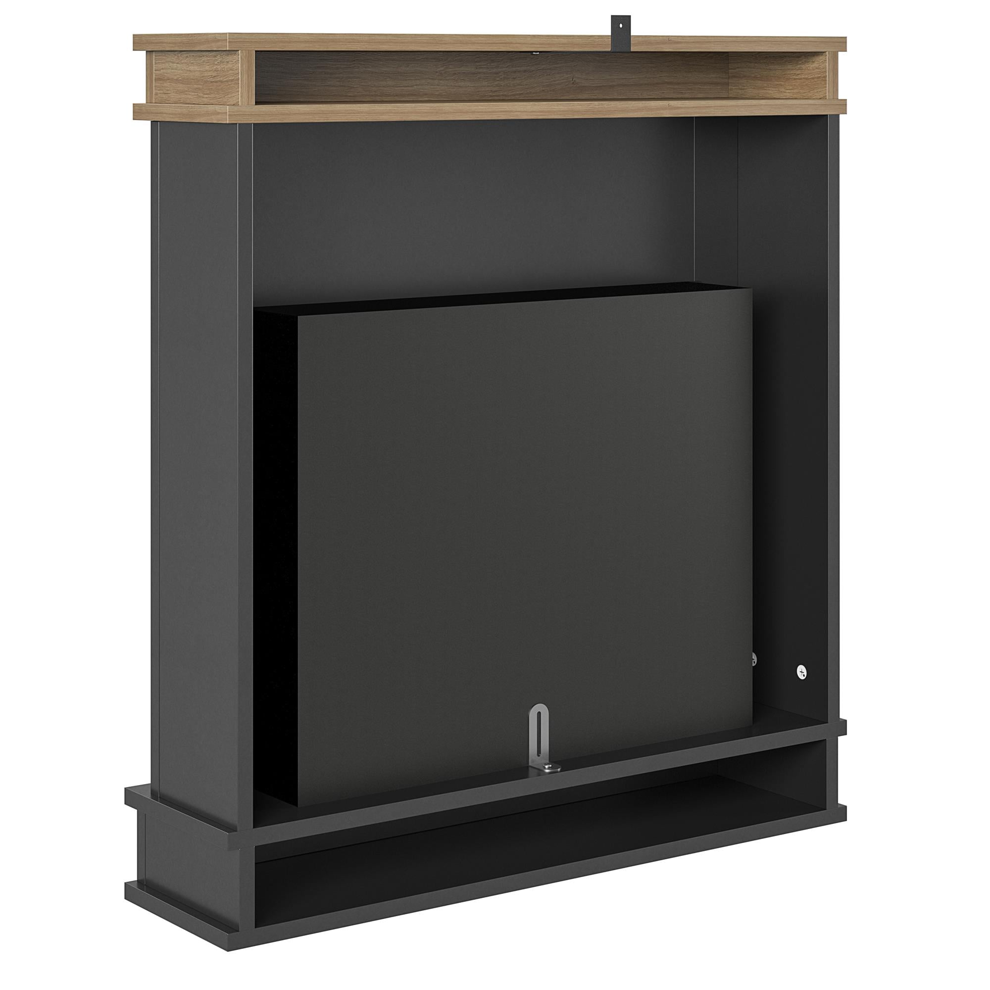 Ameriwood Home Mabrick Electric Fireplace with Mantel and Touchscreen Display, Black with Natural Mantel