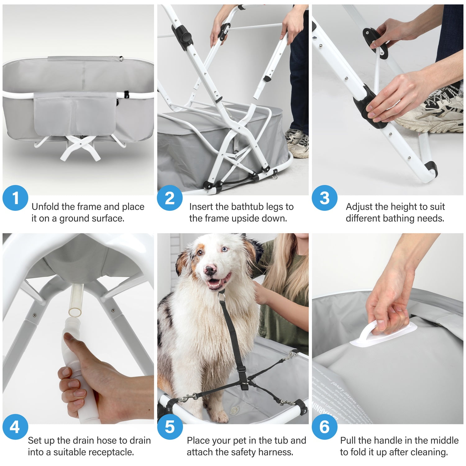 Pefilos 40" Elevated Dog Bath Tub and Wash Station for Bathing Shower and Grooming for Small and Medium Size Dogs, Cats, Gray Pefilos 40" Elevated Dog Bath Tub and Wash Station for Bathing Shower and Grooming for Small and Medium Size Dogs, Cats, Gray