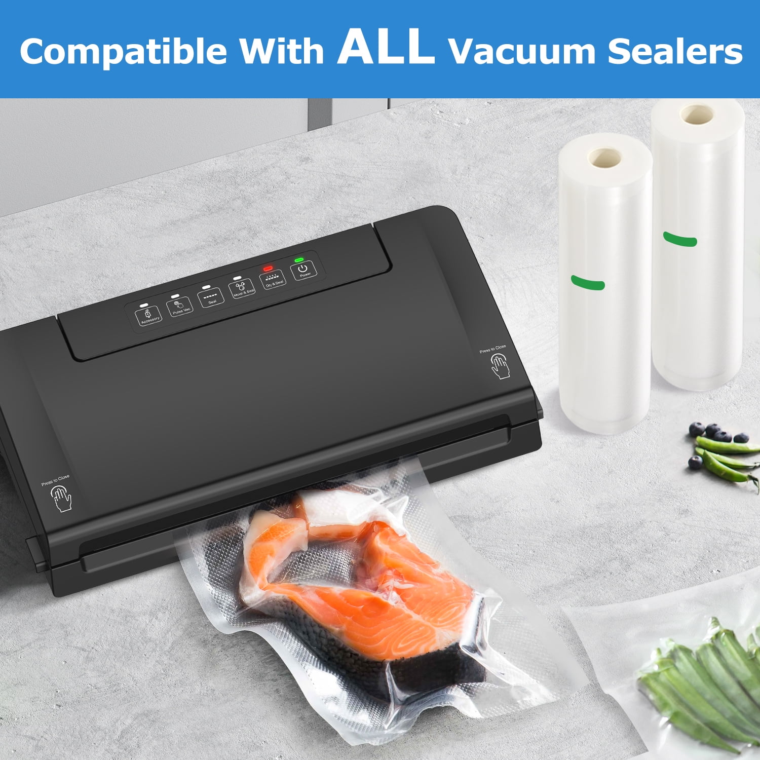 Mainstays Rouleau de scellage sous vide 11 po, 11 po x 20 pi, 2 pièces, Transparent