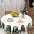 thumbnail image 4 of Winter Snowflakes Tablecloth Round 60 Inch Mountain Elk Deer Decorative Washable Polyester Table Cloth for Party Picnic Home Kitchen Decor, 4 of 6