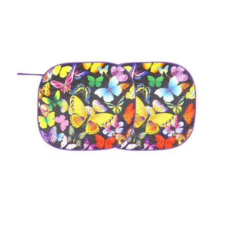 Auto Drive 2 Count Universal Colorful Butterfly Twist Sunshade Product Size 28.5'' x 31.5''