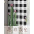 thumbnail image 6 of Summer Botanical Sheer Curtains 2 Panels Set Tropical Saguaro Opuntia Cactus Black Plaid Sheer Window Curtains Light Filtering Rod Pocket Voile Drapes for Bedroom Living Room 52"X72", 6 of 9