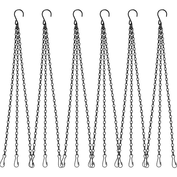 24 Inches Black Hanging Basket Chains, 3 Point Plant Hanger