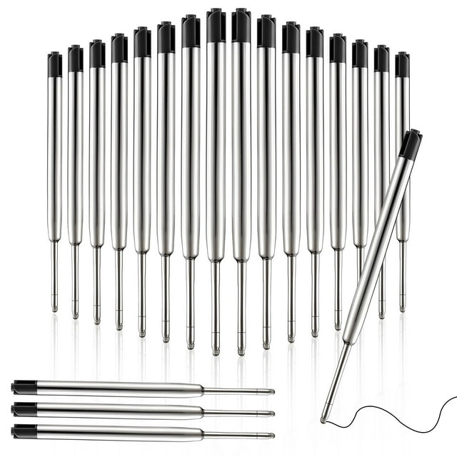 facefd 20 Pieces Home Office School Metal Ballpoint Pen Refills Students 1.0mm Inkpen Refill Replacement Spare Parts Stationery