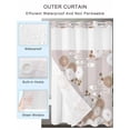 thumbnail image 4 of No Hook Shower Curtain with Snap-in Liner, Brown White Floral Waterproof Fabric Bathroom Curtains, Spring Botanical Leaves Farmhouse Bath Curtains & Mesh Top Window Stall 48"x72", 4 of 9