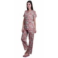 thumbnail image 2 of Moomaya Printed Short Sleeve Pajama Set For Women Printed Button Up Sleep Shirt, 2 of 6