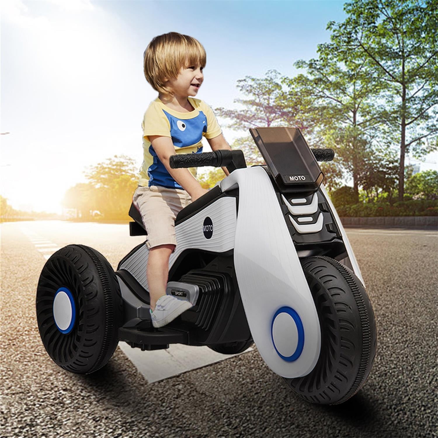 CIPACHO Electric Motorcycle Ride On Toy for Boys & Girls, 6V Kids Electric Motorcycle 3 Wheels Double Drive, White