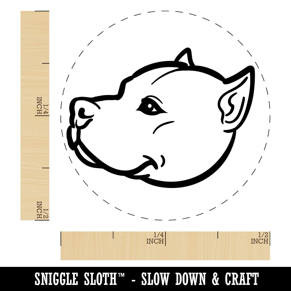 American Pit Bull Terrier Dog Head Self-Inking Rubber Stamp Ink Stamper - Black Ink - Mini 1/2 Inch