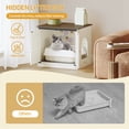 thumbnail image 2 of Hzuaneri 23.6 inch Cat Litter Box Enclosure, Hidden Litter Box Furniture Cabinet with Cushion for Cat, Wooden Cat House Reversible Entrance Left or Right Side, Rustic White and Brown, 2 of 10
