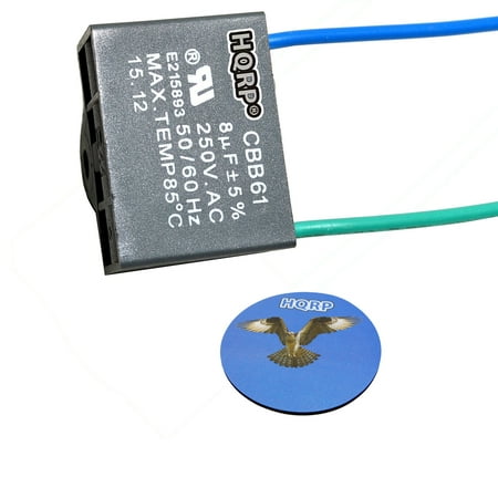 

HQRP Capacitor for Hampton Bay Ceiling Fan 8uf 2-Wire CBB61 plus HQRP Coaster