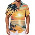 thumbnail image 4 of Men's Long Sleeve Button-Front Turtleneck Pullover Top with Pockets, Hawaiian Print Loose Fit Casual Shirt for Daily Wear, 4 of 6