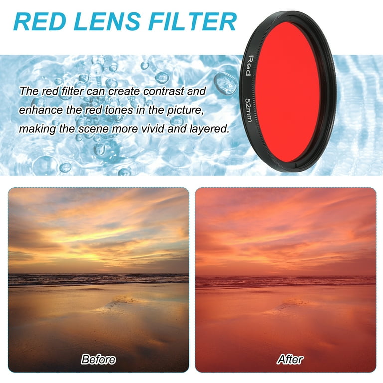 Red Photography Lens Filters Camera Photo Filters 55mm Red Camera Lens Filter Optical Glass