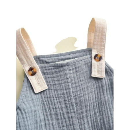 

Casual Colorblock Straps Overall Sleeveless Dusty Blue Baby Jumpsuits (Baby s)