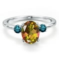 thumbnail image 3 of Gem Stone King 14K White Gold Mango Mystic Topaz and Blue Diamond Engagement Ring for Women | 2.20 Cttw | Oval 9X7MM | Gemstone November Birthstone | Size 5, 3 of 6