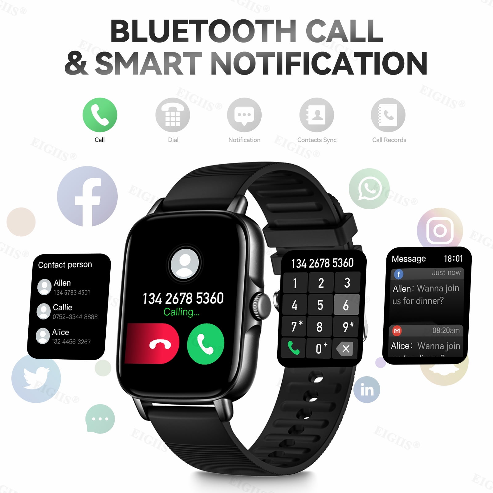 VOPOCO Smartwatches for Men, 1.69" IPS Screen Fitness Tracker Sport Pedometer, IP67 Waterproof Sleep Monitor, for iPhone Android