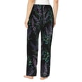 thumbnail image 3 of Pajama Pants Women, Lavender Flowers Black Sweatpants Soft Sleep Lounge Pants, Casual PJ Bottoms Pants with Pockets, 3 of 5