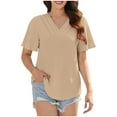 thumbnail image 1 of Liquidation d'Économies! T-Shirt Grande Taille pour Femmes BEFOKA, Blouse Décontractée d'Été pour Femmes, Haut à Manches Courtes Basique Décontracté Col Rond Plissé T-Shirt Ample en Coton, 1 of 4