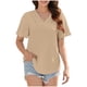 thumbnail image 1 of Fiudx Ofertas y Liquidaciones Camiseta Plisada Básica Informal de Manga Corta con Cuello Redondo para Mujer Camisa Holgada de Algodón, 1 of 5
