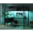 thumbnail image 2 of Ktaxon Full Loft Bed with L Shaped Desk, Bed Frame with LED Light and Charging Station, Bedroom Space Saving, Black, 2 of 12