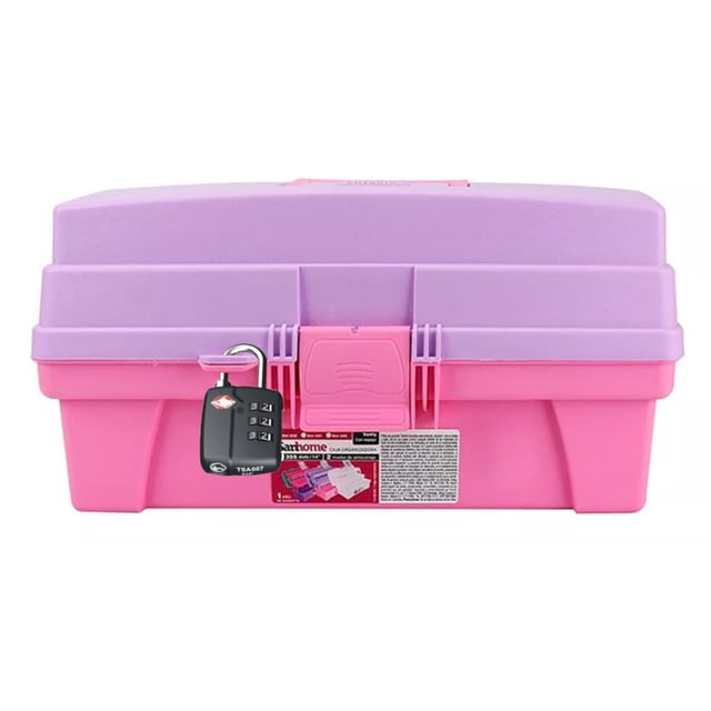 Caja Multiusos Vanity Rosa/lila Con Candado De Combinación