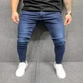thumbnail image 3 of Jeans De Hombre Ajustados Casuales Elásticos De Color Liso, 3 of 8