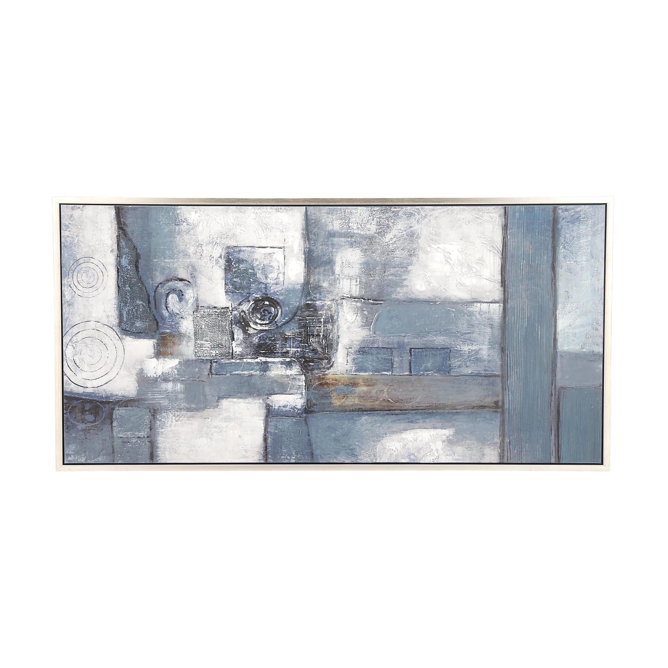 55" x 28" Geometric Framed Wall Art with Silver Frame, by DecMode